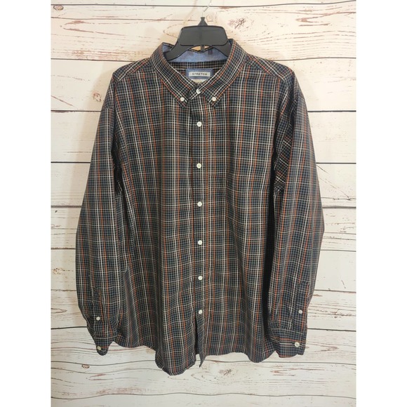 Haggar Multicolor Plaid Stretch Long Sleeve Button Down Shirt Men's Size XXL - Picture 1 of 10